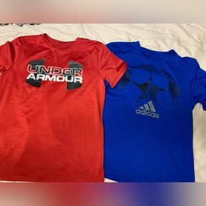 Boys under armour and Adidas shirt